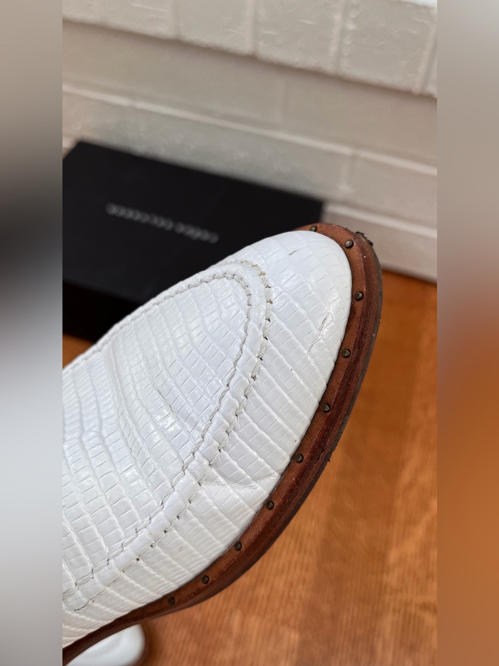 Freda Salvador White reptile-embossed loafers, 6 - Picture 8 of 12